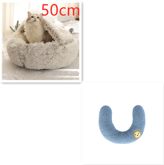 2 In 1 Dog And Cat Winter Round Bed