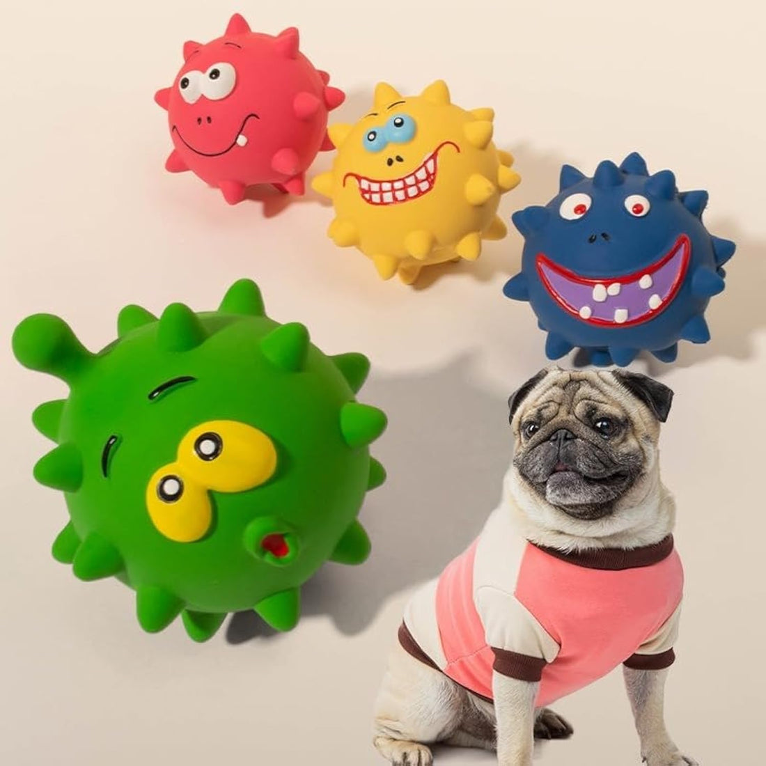 Squeaky Ball Dog Natural Latex Rubber Toy