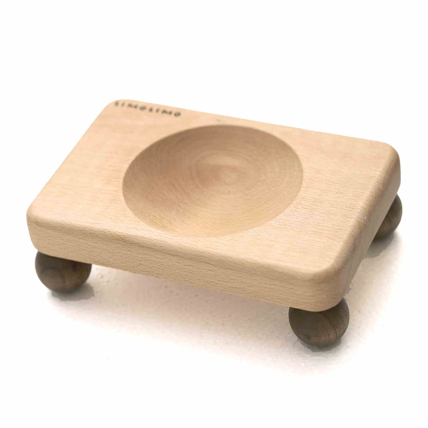 Solid Wood Cat Ceramic Feeding Bowl