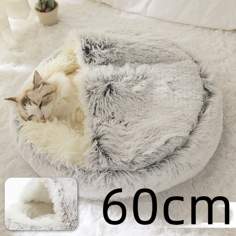 2 In 1 Dog And Cat Winter Round Bed