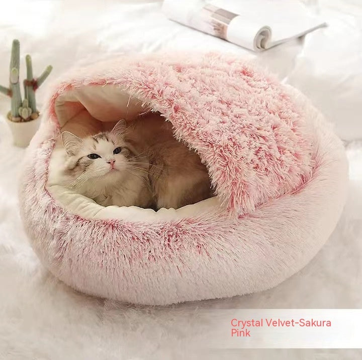 2 In 1 Dog And Cat Winter Round Bed