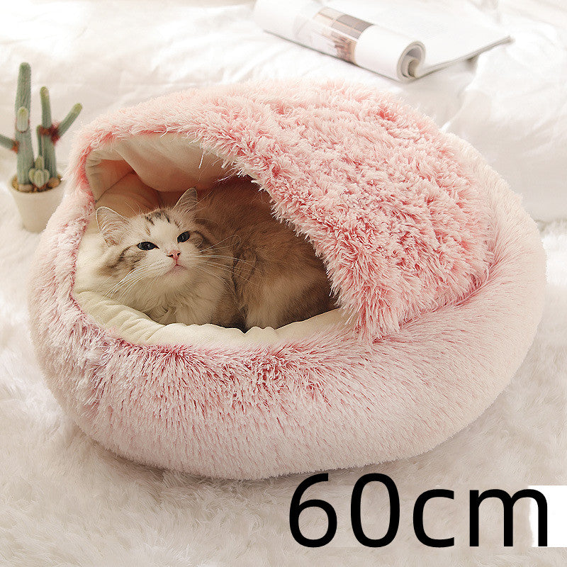2 In 1 Dog And Cat Winter Round Bed