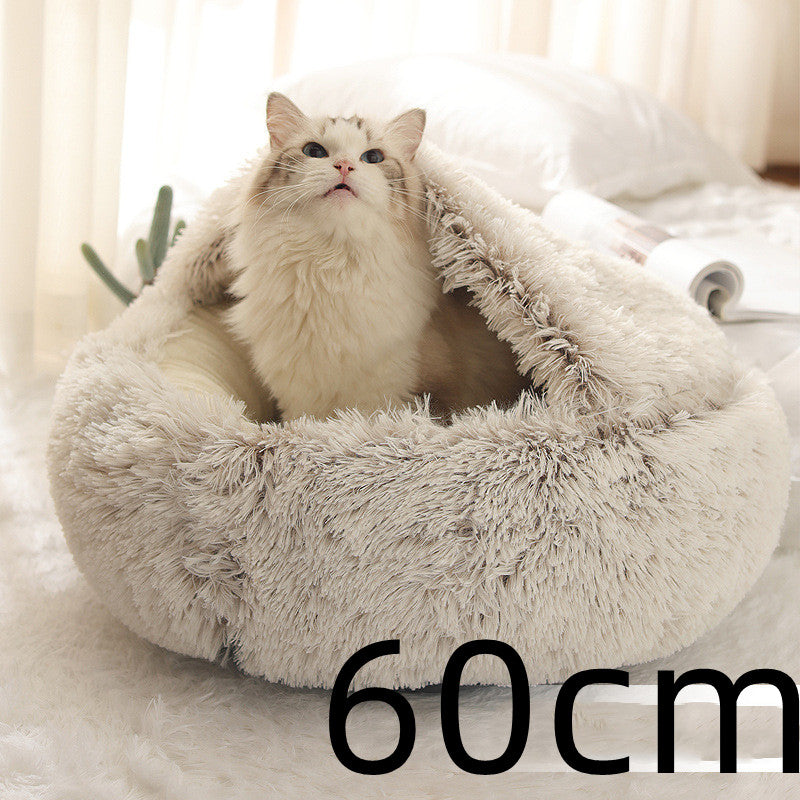 2 In 1 Dog And Cat Winter Round Bed