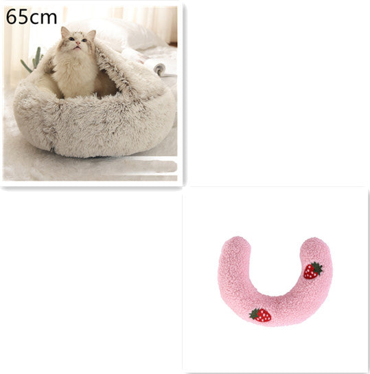 2 In 1 Dog And Cat Winter Round Bed
