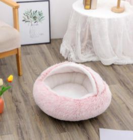 2 In 1 Dog And Cat Winter Round Bed