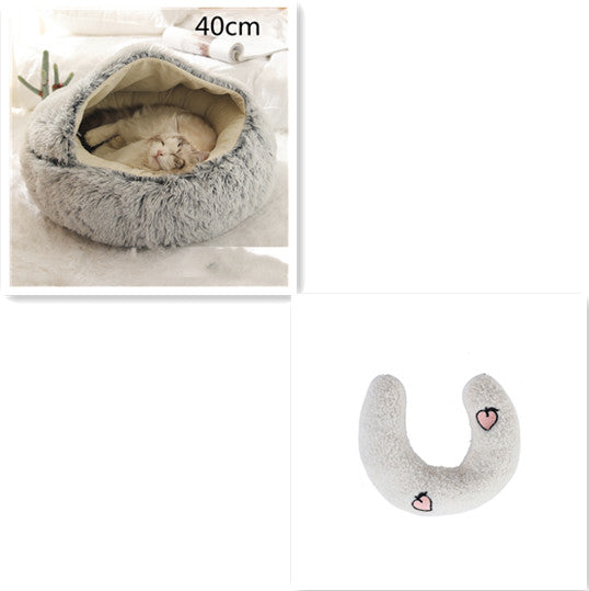 2 In 1 Dog And Cat Winter Round Bed