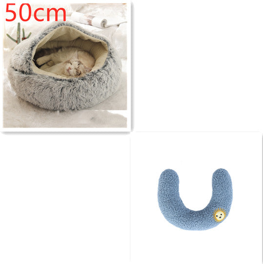 2 In 1 Dog And Cat Winter Round Bed