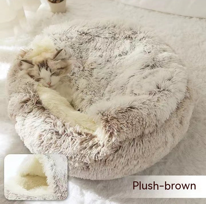 2 In 1 Dog And Cat Winter Round Bed