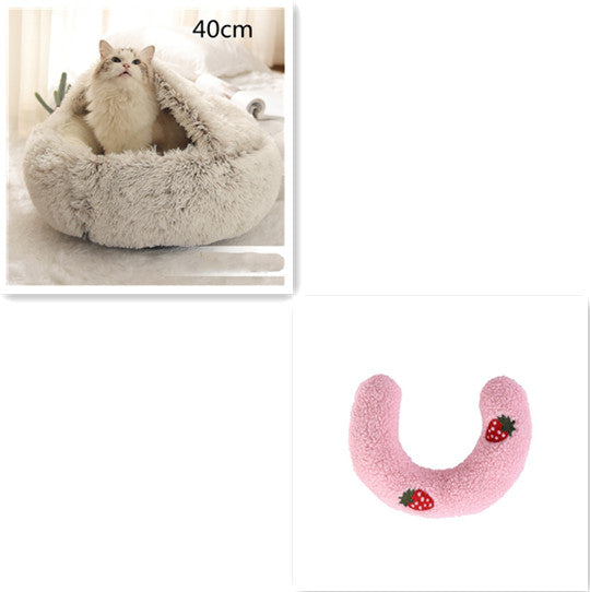 2 In 1 Dog And Cat Winter Round Bed